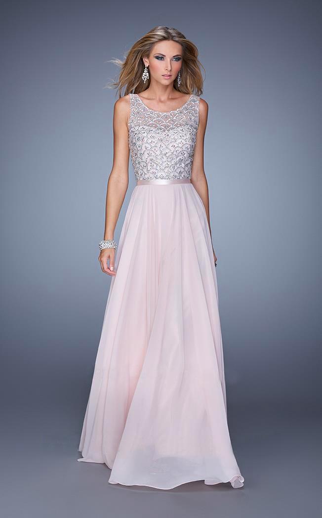 Gigi - 21322 Beaded Illusion Scoop Chiffon Dress