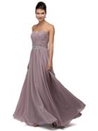 Elegant Ruched Sweetheart Jewel-encrusted Chiffon A-line Dress