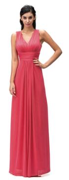 Classic Ruched Sleeveless V-neck A-line Dress