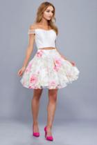 Nox Anabel - 6306 Off-shoulder Two-piece Floral Short Dress