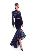 Tarik Ediz - 93441 Two Piece Long Sleeves Lace Mermaid Gown