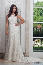 Rachel Allan Bridal - Lace Jewel Neck Sheath Dress With Train M609