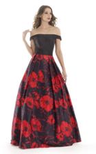 Morrell Maxie - 15673 Off Shoulder Pleated Floral Evening Gown