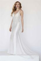 Jolene Collection - 18346 Plunging V-neck Illusion Sheath Gown