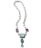 Lori Kaplan Jewelry - Aquamarine, London Blue Topaz, Amethyst, Pariba Sterling Necklace