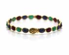 Tresor Collection - Emerald, Ruby & Sapphire Round Cab Bangle In 18k Yg