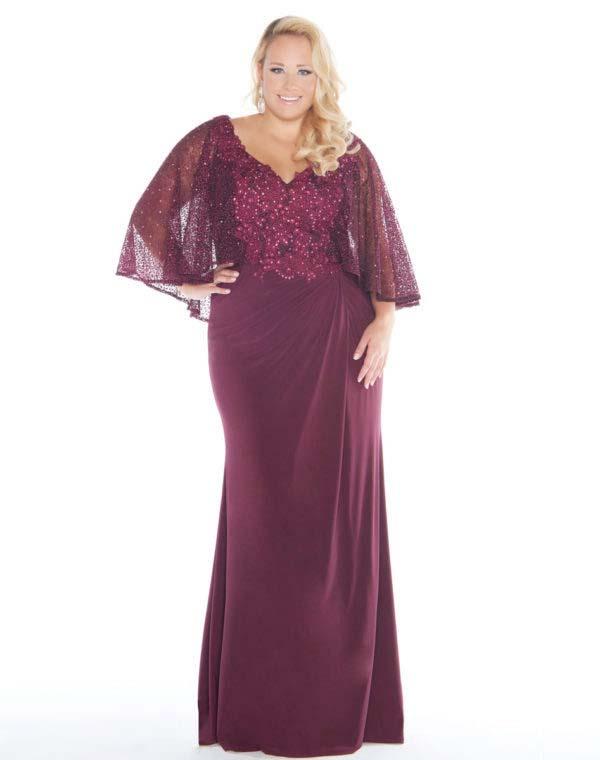 Mac Duggal - 77308f Embellished Cape-like V-neck Sheath Dress
