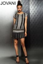 Jovani - Short Dress With Fringe Skirt M145