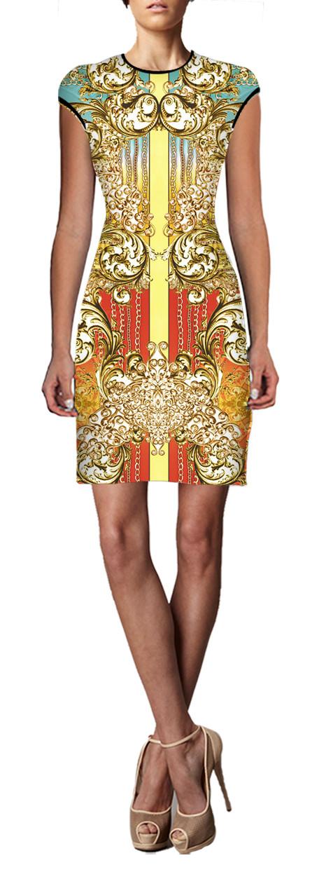 Johanne Beck - Coco - Cap Sleeve Dress / Baroque Sun 1xs 1s