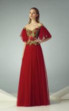 Beside Couture - Bc1196 Butterfly Sleeve Embroidered Tulle Gown