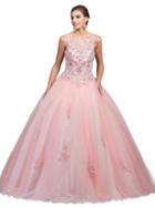 Dancing Queen - Crystal Embellished Illusion Scoop Ballgown