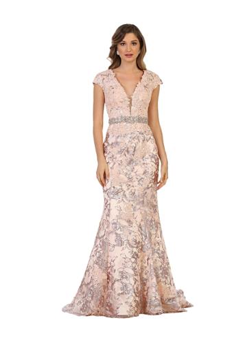 May Queen - Floral Appliqued Deep V-neck Mermaid Gown