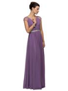 Elegant Pleated V-neck Chiffon A-line Dress