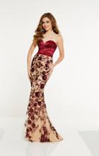 Panoply - 14884 Floral Strapless Fitted Evening Gown