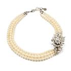 Ben-amun - Pearl Necklace With Crystal Leaf Pendant