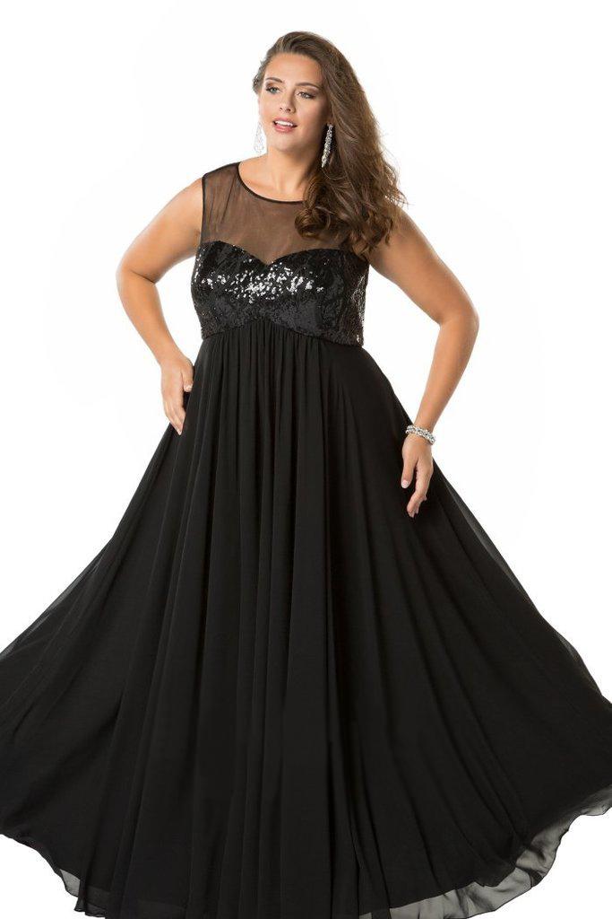 Celebrations By Sydney's Closet - Ce1810 Sequined Sheer Chiffon Dress