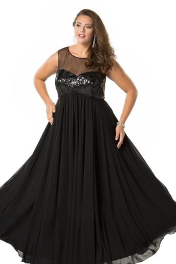 Celebrations By Sydney's Closet - Ce1810 Sequined Sheer Chiffon Dress