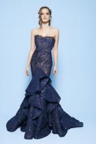 Mnm Couture - N0248 Sequined Semi-sweetheart Ruffled Mermaid Dress