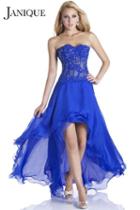 Janique - Strapless Sweetheart Sheer Corset High-low Skirt Evening Gown K124
