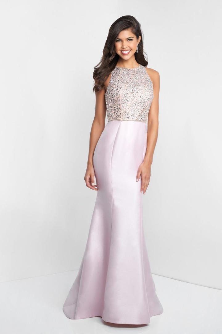Blush - C1012 Jewel Neck Asymmetric Beaded Mermaid Dress
