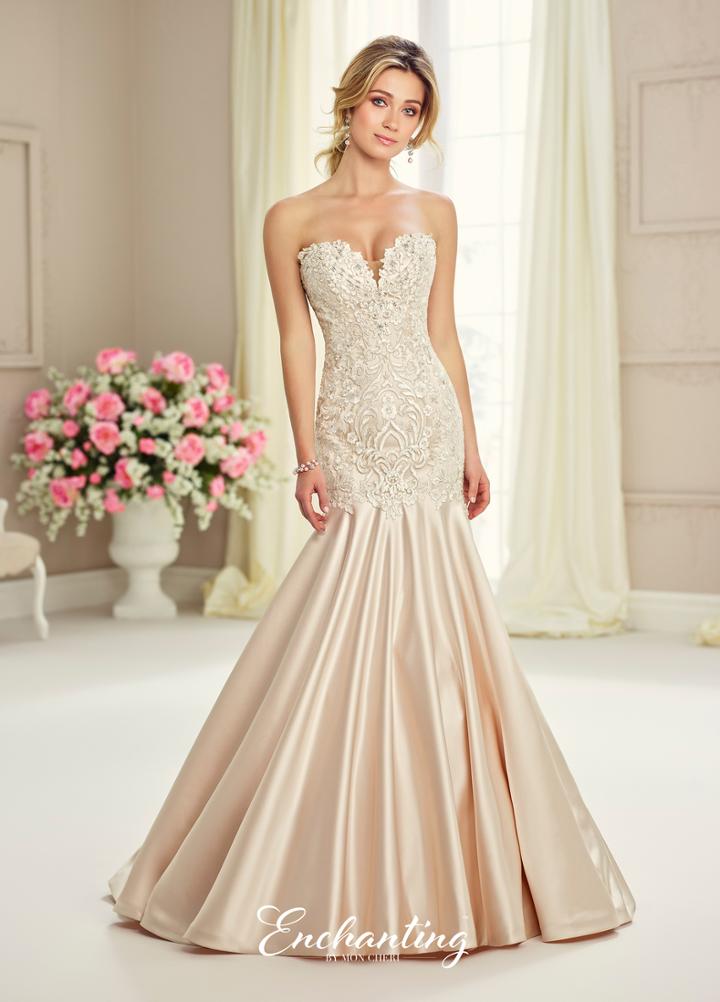 Enchanting By Mon Cheri - 217122 Bedazzled Satin Trumpet Wedding Gown