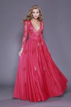 Shail K - 12142 Long Sleeve Sequin Embellished Evening Dress