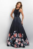 Blush - 11136 Sleeveless Mikado Floral Detail Gown