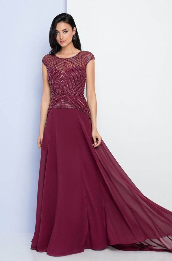 Terani Couture - 1723m4638 Embellished Illusion Bateau A-line Dress