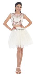 Two-piece Floral Lace Applique Short Dress