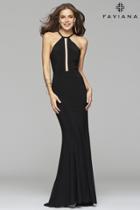 Faviana - 7899 Open Back Halter Evening Dress With Illusion Front And Back With Rhinestone Detail.