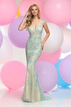 Zoey Grey - V Neck Cap Sleeves Long Dress 30877