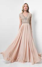 Terani Evening - Embellished V-neck Chiffon A-line Gown 1712m3429