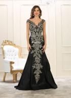 May Queen - Embellished Wide V-neck Sheath Gown