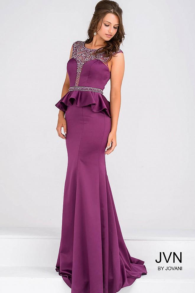 Jovani - Beaded Accented Illusion Scoop Trumpet Dress Jvn45296