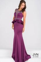Jovani - Beaded Accented Illusion Scoop Trumpet Dress Jvn45296