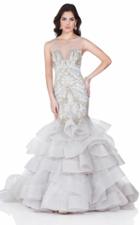 Terani Couture - Embellished Illusion Neckline Ruffle Mermaid Gown 1622gl1991
