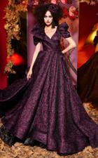 Mnm Couture - 2438 Floral Applique Puff Sleeve Ballgown
