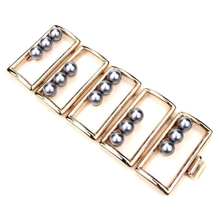 Ben-amun - Golden Box Bracelet With Black Pearls