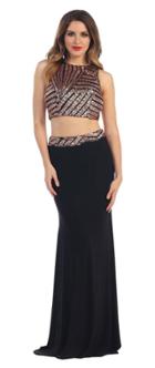 May Queen - Embellished Crop Top Two-piece Jersey Dress Mq1235