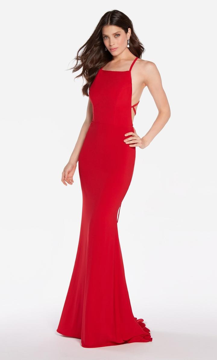 Alyce Paris - 60001 High Lace Up Back Jersey Sheath Gown
