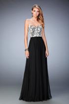 La Femme - 22204 Lacy Strapless Chiffon Evening Gown