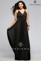 Faviana - 9373 Mesh V-neck Plus Size Prom Dress With Lace And Beading Details