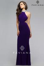 Faviana - Bejeweled High Halter Chiffon Evening Gown With Side Cut-outs 7700