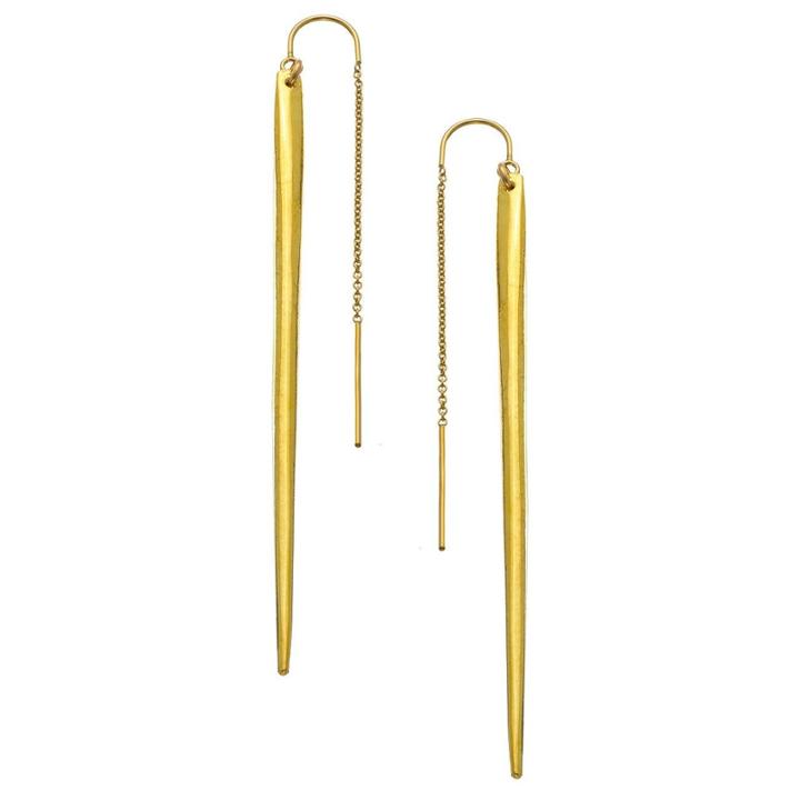 Heather Hawkins - Gold Dagger Thread Thru Earrings