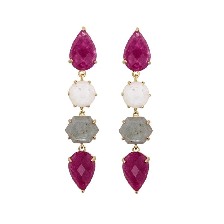 Rachael Ryen - Colorblock Gemstone Drops In Raspberry