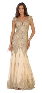 May Queen - Rq7538 Cap Sleeve Sweetheart Embroidered Evening Gown