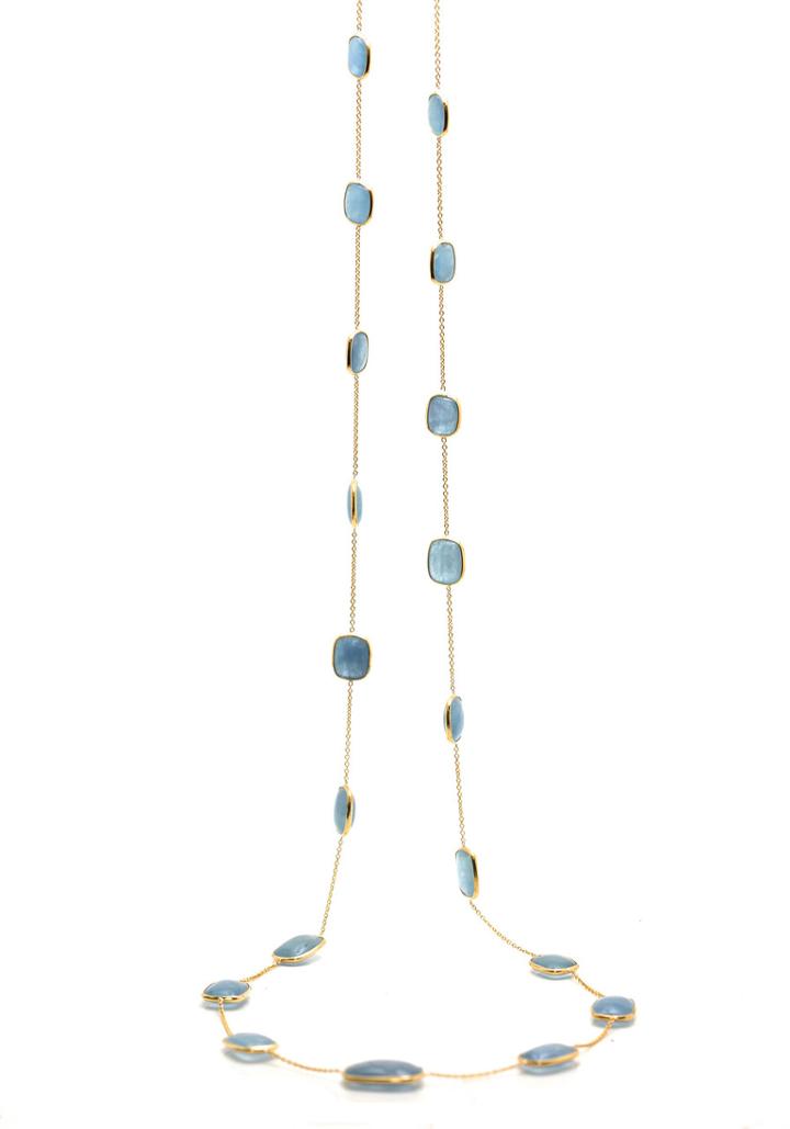 Tresor Collection - 18k Yellow Gold Necklace With Aquamarine