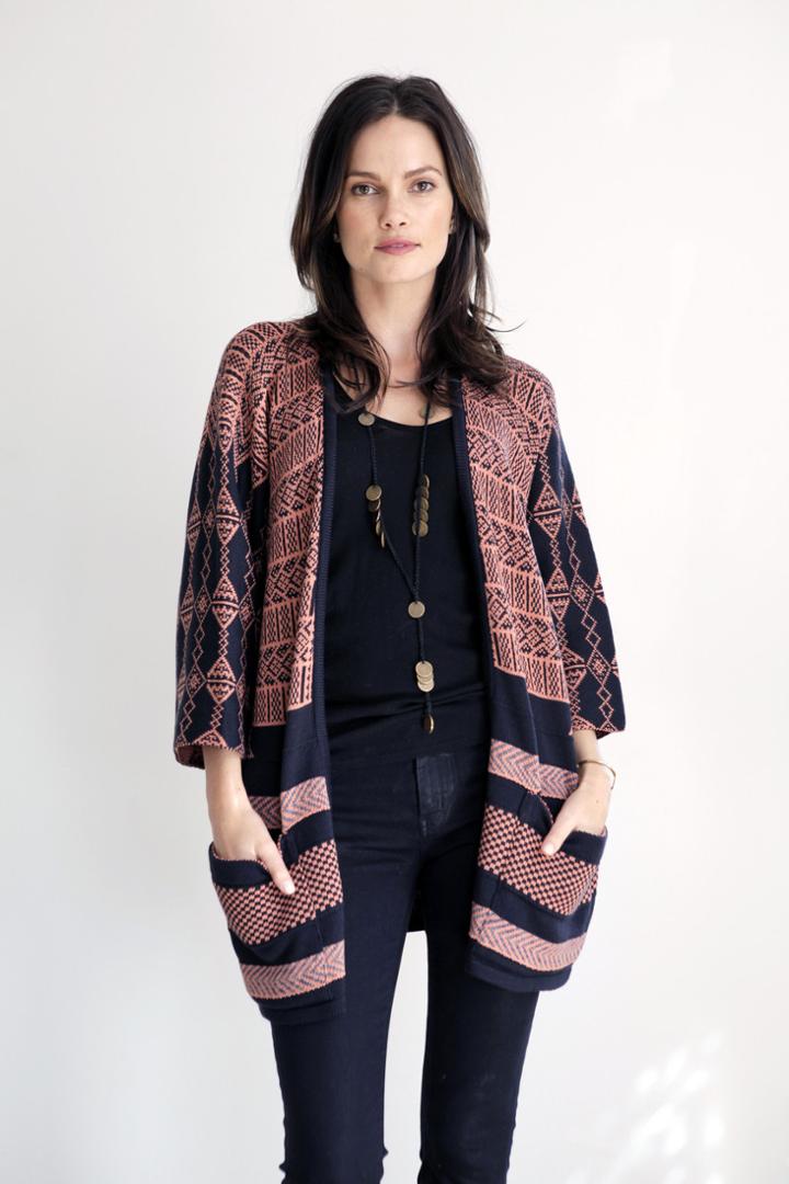 Goddis - Tia Jacquard Kimono In Blue Rhapsody