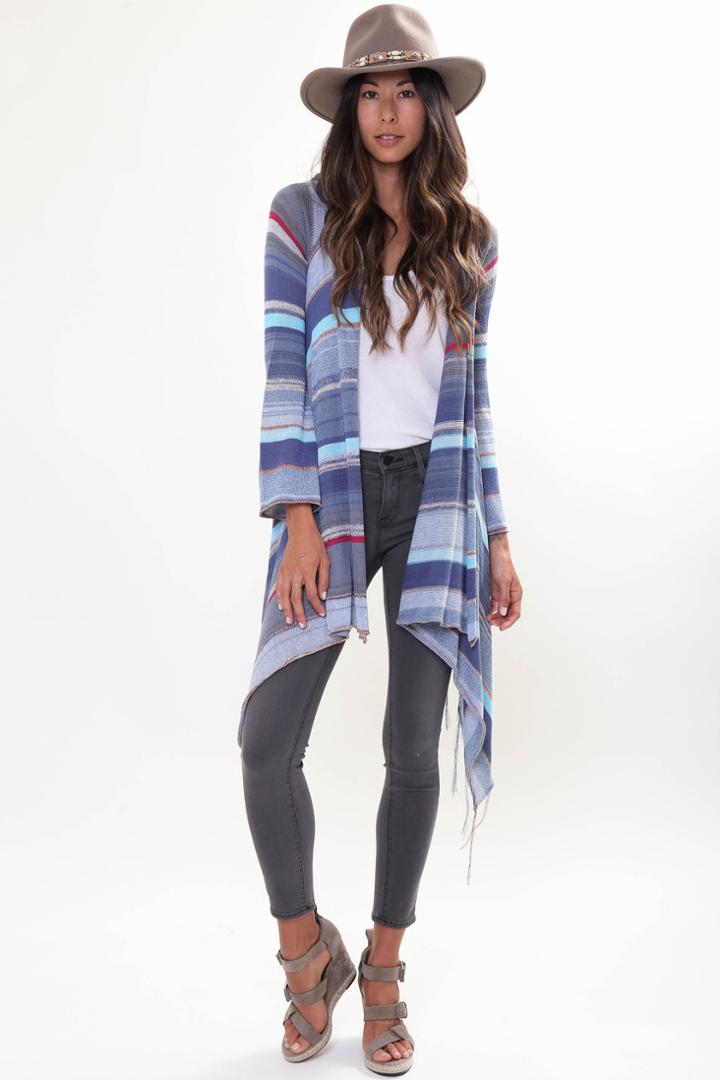 Goddis - Goddis Linsey Hooded Wrap W/ Fringe In Malibu