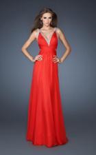 La Femme - 18510 Sleeveless V-neckline Crystal Edge Empire Gown